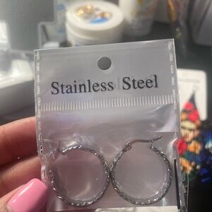 Stainless Steel Silver Hoop Earrings